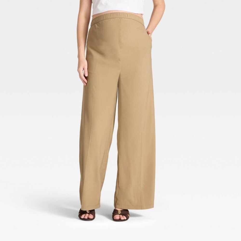 Isabel Maternity by Ingrid & Isabel Wide Leg Maternity Pants in Khaki